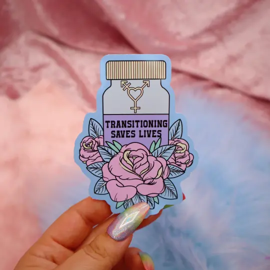 Transitioning Saves Lives Large Vinyl Sticker