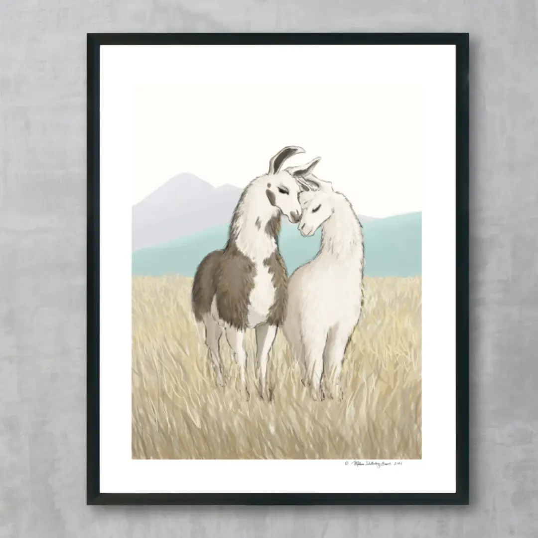 Llamas In Love Fine Art Print, Wholesale