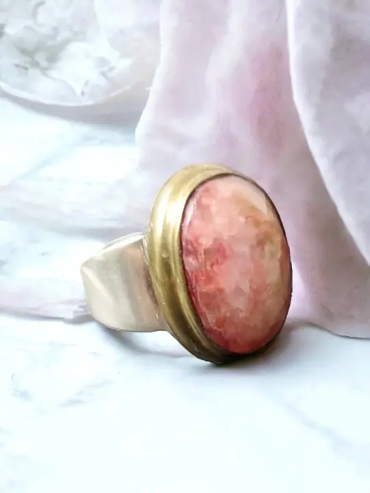White Ruby, Copper & Silver Ring
