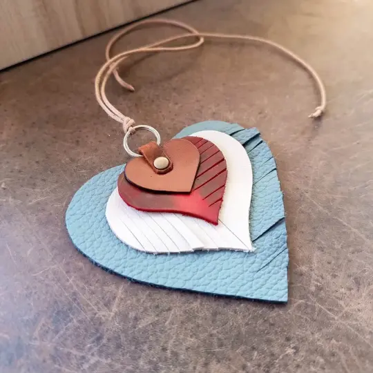 The "Heartstrings" Charm | Layered Upcycled Leather & Fringe Ornament