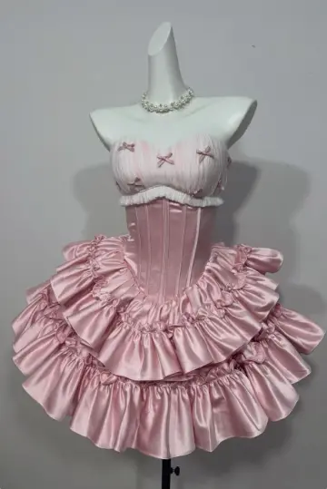 Cute Blush Pink Ruffled A-Line Strapless Tiered Bodycon Mini Birthday Dress Homecoming Dress RS359