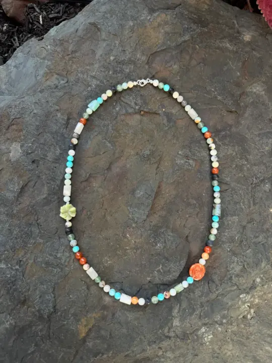 Semi Precious Sterling Find El Dorado Beaded Necklace