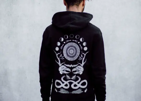 Rabbit Skull Antler Zip Up Hoodie
