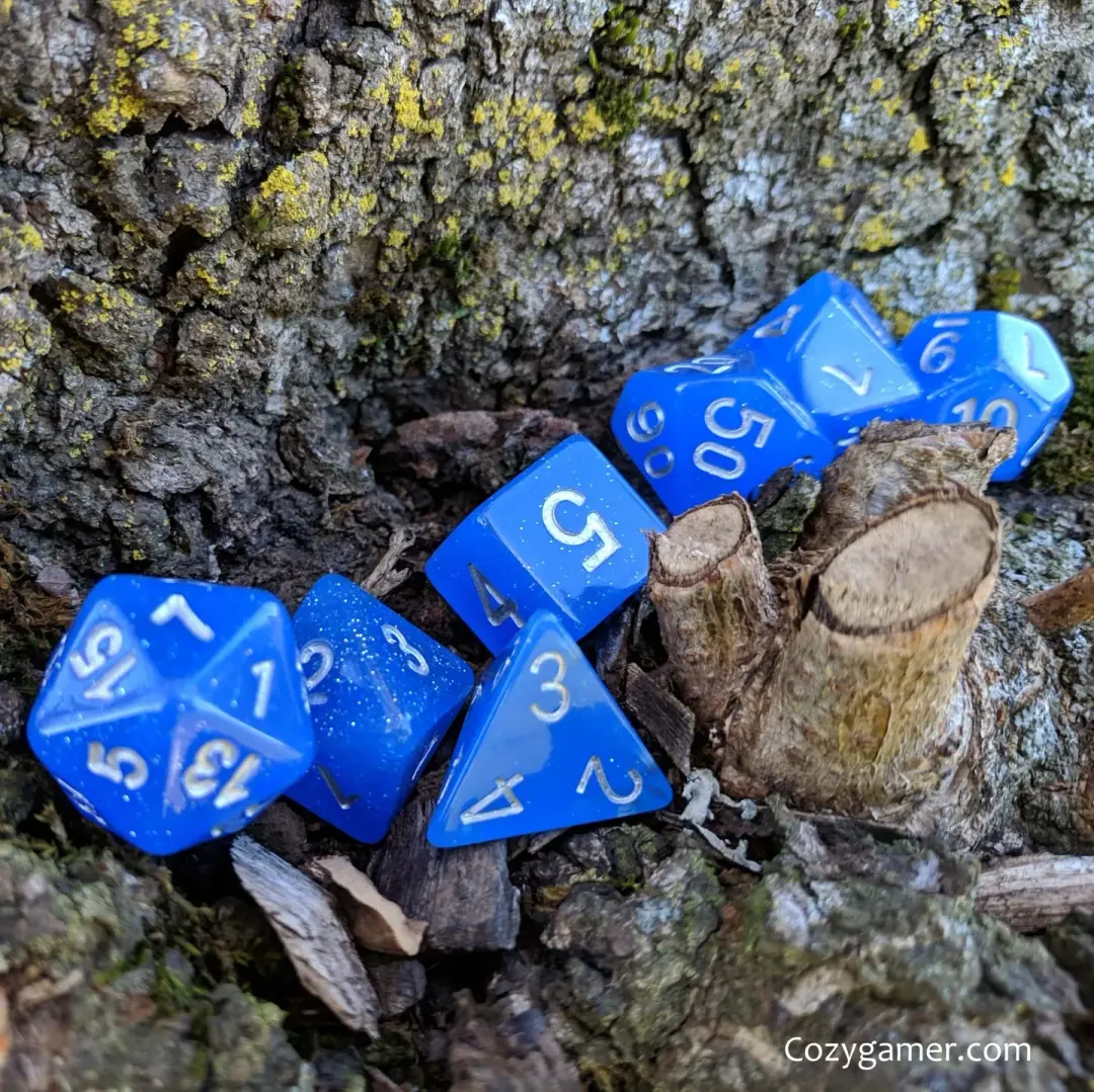 Mana Spritzer Dice Set – 7-Piece Semi-Translucent Blue Glitter Polyhedral DnD