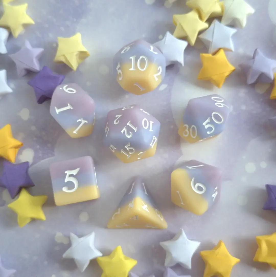 Dusk Dice Set – 7 or 11-Piece Matte Twilight Ombre DnD Dice | Fennek & Finch