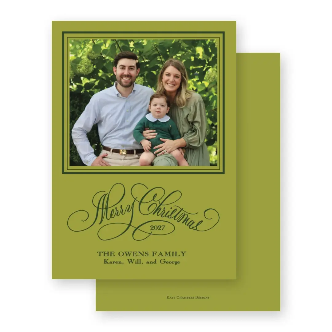 Grass Green and Forrest  "Merry Christmas " Holiday Card