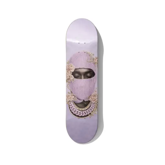 Masked Portrait Floral Skateboard Wall Art