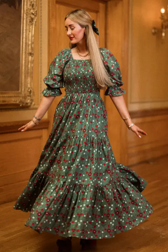 Madeline Maxi Dress in Evergreen Merry Ditsy