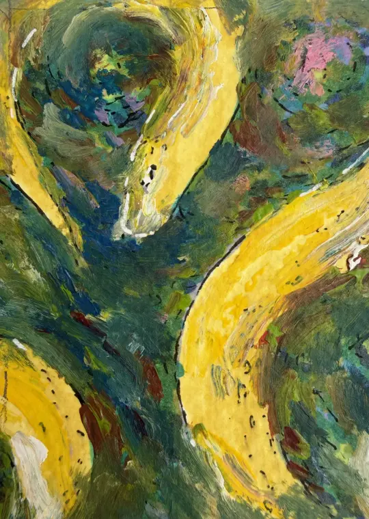 Moki, Abstract Yellow Green Art Print