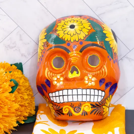 Cempasúchil Lolo Edition Xalitla Clay Sugar Skull Mask