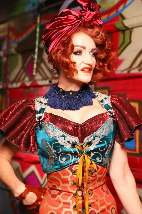 Cropped Courtier Overbust Corset in Teal Damask *PLEASE order by BUST Measurement, NOT waist!* - The Magic Carpet Ride Collection