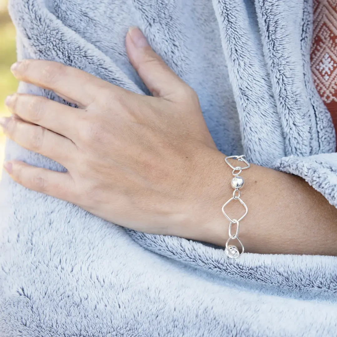 Sterling Silver Squares & Balls Bracelet