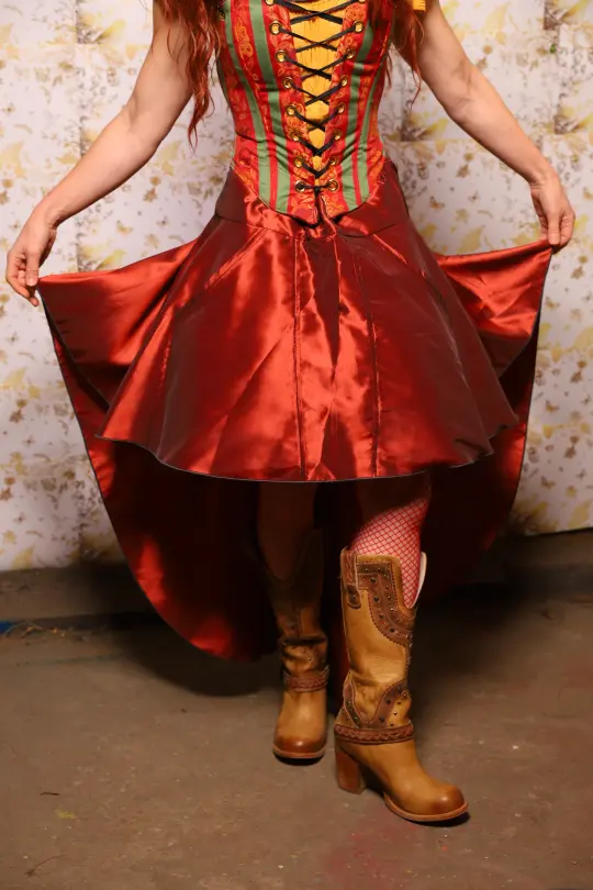 01. Apron Skirt w/pockets in Rust Taffeta - The Marinara Maidens Collection