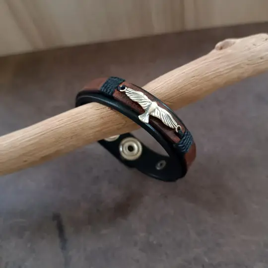 Soaring Spirit | Personalized Eagle Leather Bracelet for Men & Boys