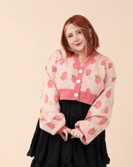 Cropped Peach Cardigan
