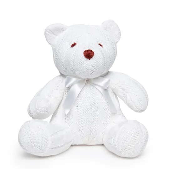 Baby Mode Cable Knit Snuggle Bear, White