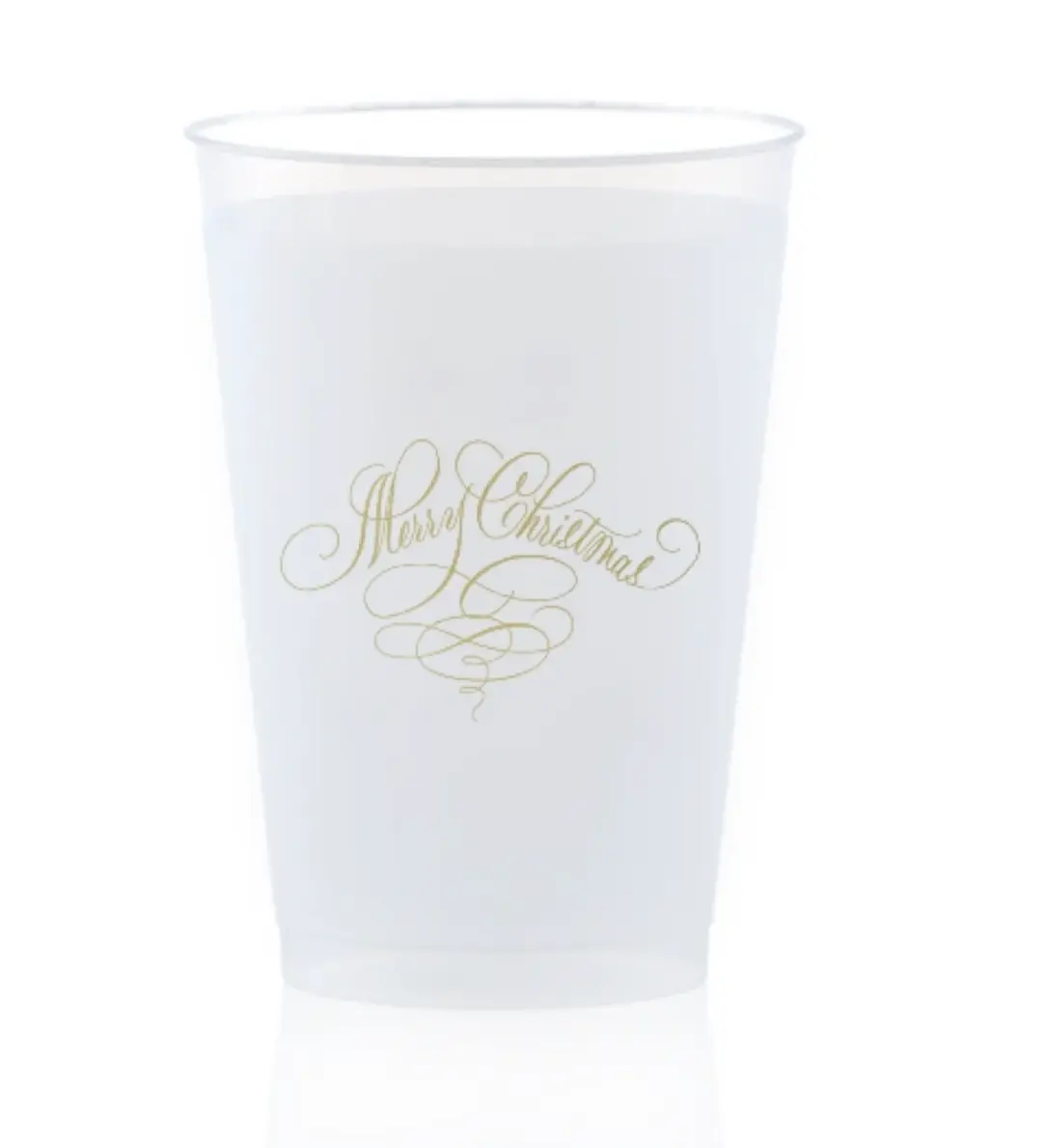 Merry Christmas Gold Foil Frosted Plastic Cups, Set of 12