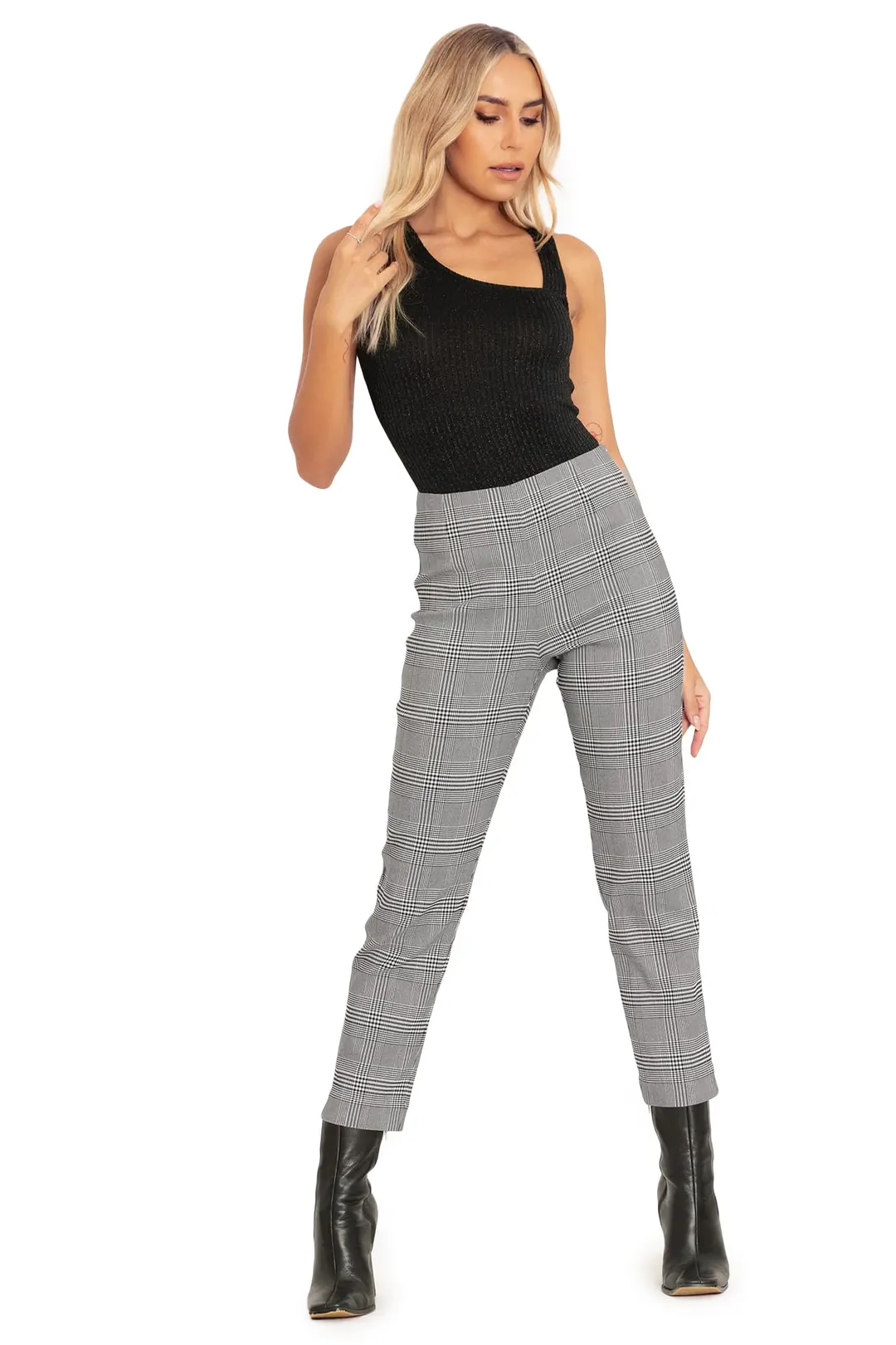Plaid Mono Cigarette Pants