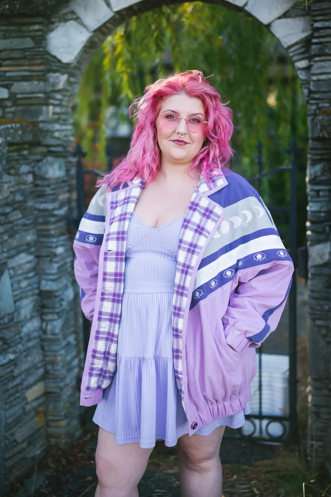 Moon Phase Bomber Jacket in Purple (Pre-Order)