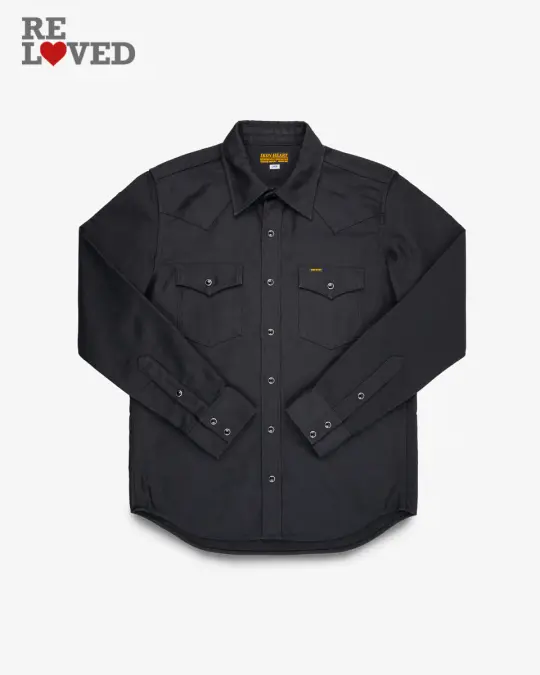 12oz Military Moleskin Western Shirt - Black (IHSH-426-BLK) Size Large