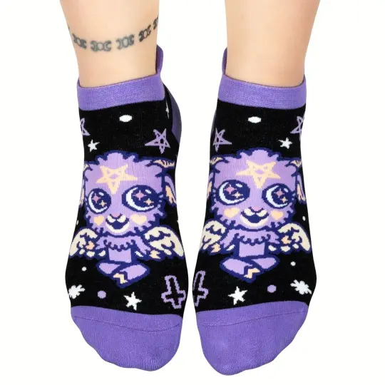 Baby Baphomet Ankle Socks - Gothic Occult Socks - Alternative Fashion Accessory