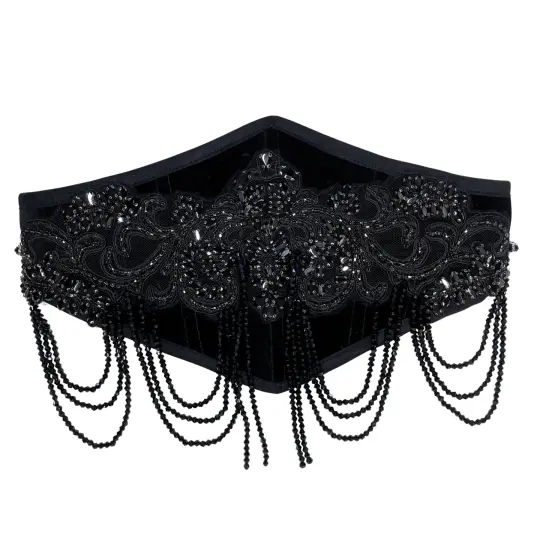 NOCTURNE BEADED VELVET WAIST BELT