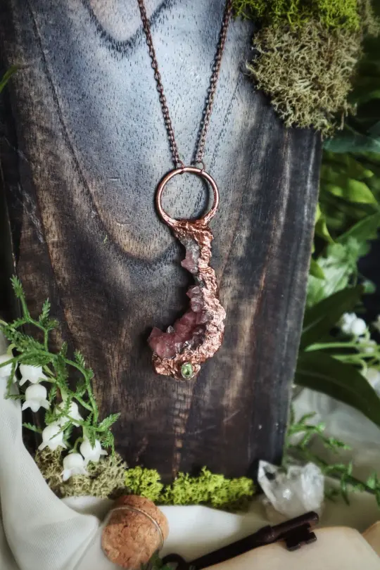 Pink Amethyst Cluster Amulet