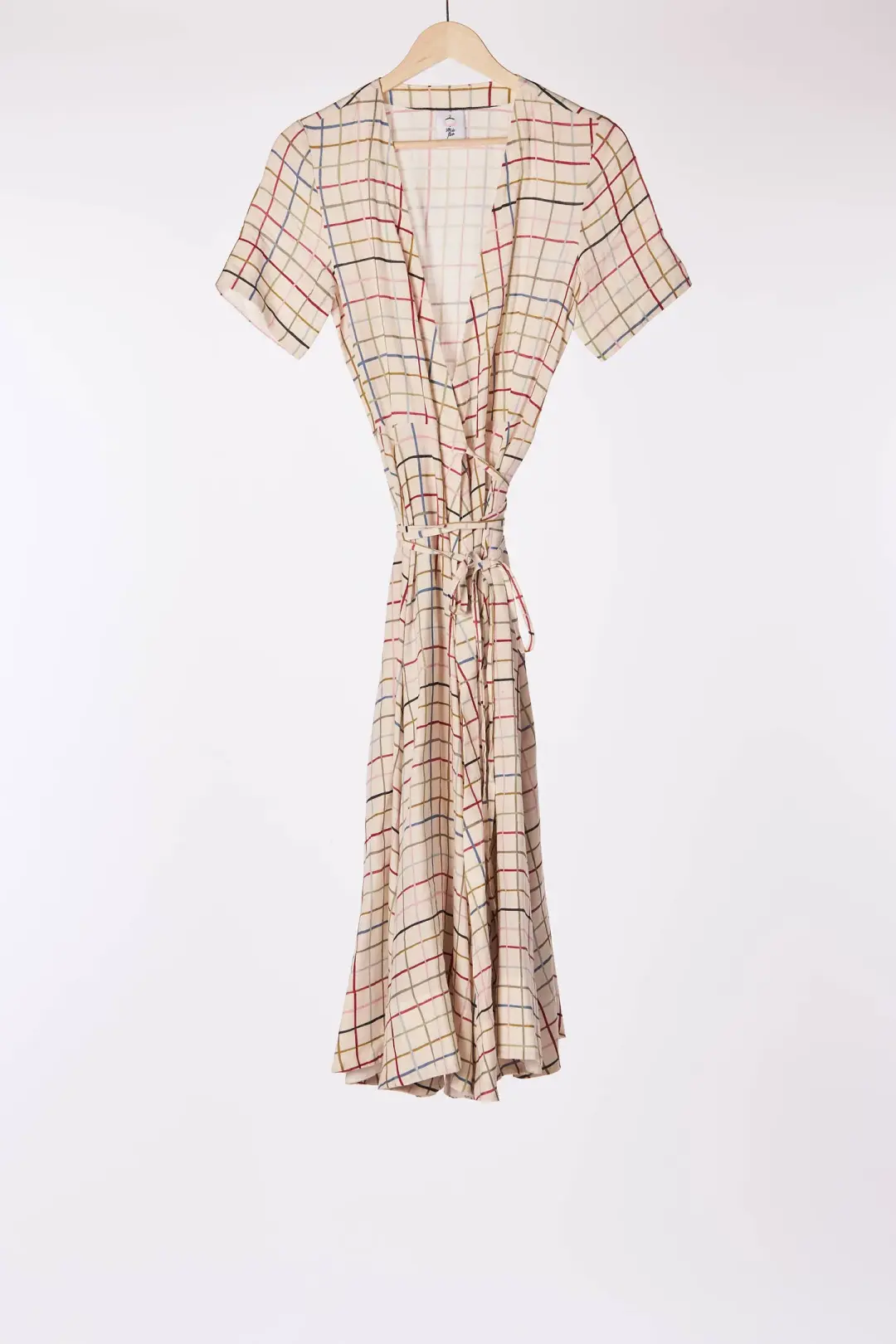 Wrap Dress, Short Sleeve, Petal Check