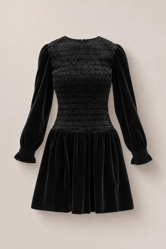Lena Dress in Black Velvet