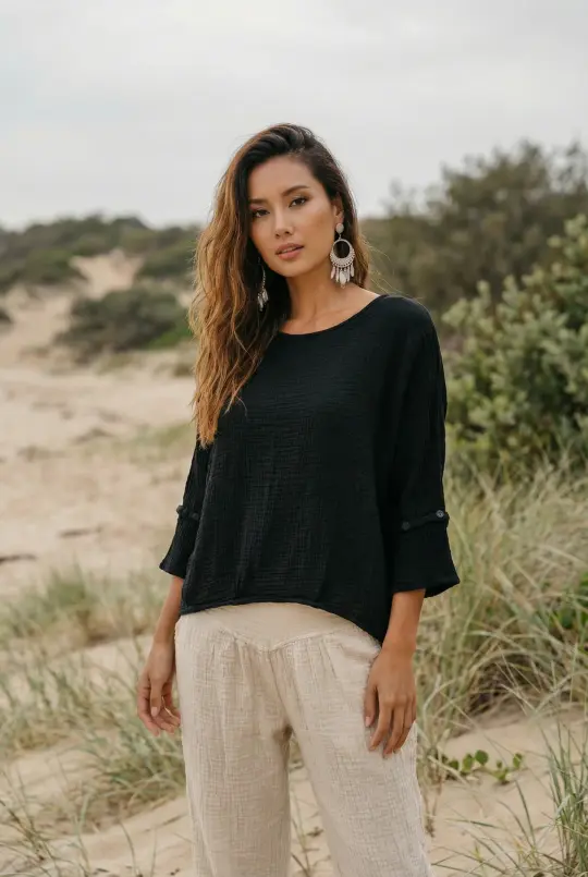 Alisa Boho Top Black