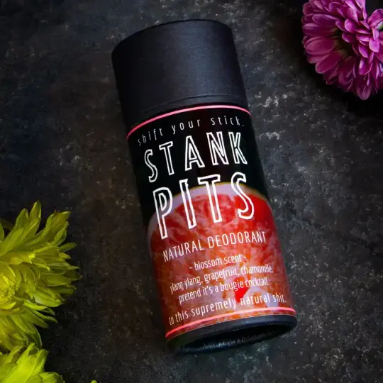 Stank Pits Deodorant, Blossom Scent.