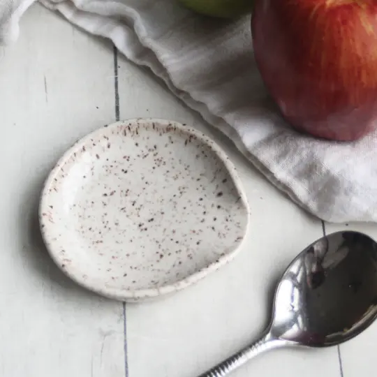 Deep Speckled Small Spoon Rest, Handcrafted Spoon Dish for Your Coffee Station, Made in USA