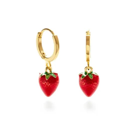 Strawberry Huggie Hoops