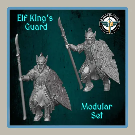 render of 28mm miniature elf king's guard
