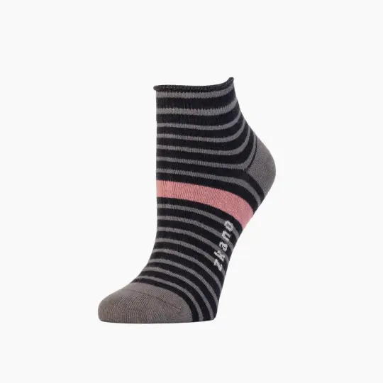 Rosette Striped Anklet Socks
