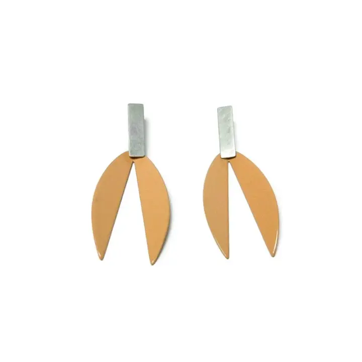 Lotus Earrings in Silly Putty and Silver