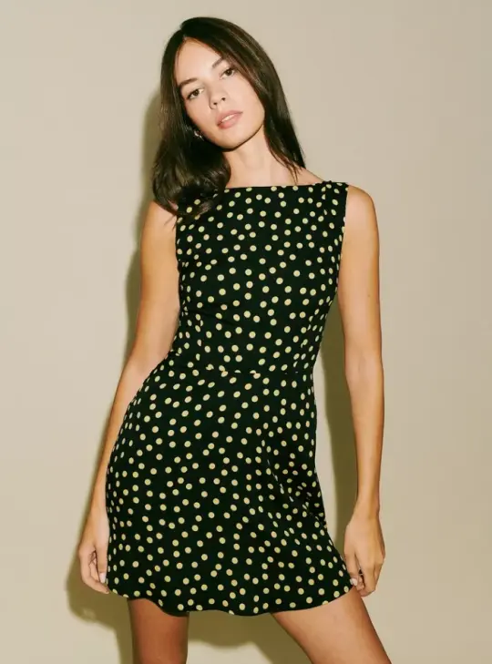 Dress French style slim fit black polka dot bottoming skirt temperament short skirt R2927