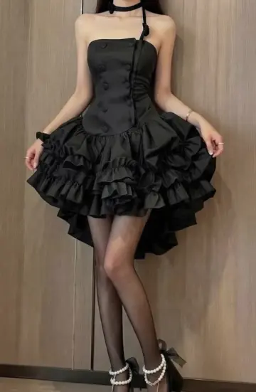 Charming Black Homecoming Dress , Pleated Satin Corset Short Prom Dress RS1743