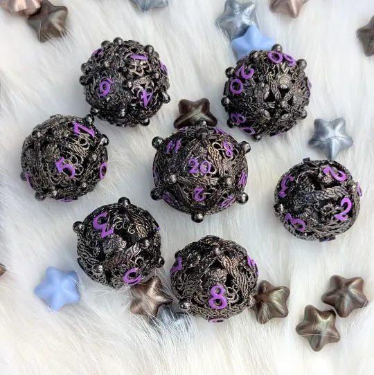 Metal Dice Set - Kraken Orb, 7-Piece Hollow Spheres