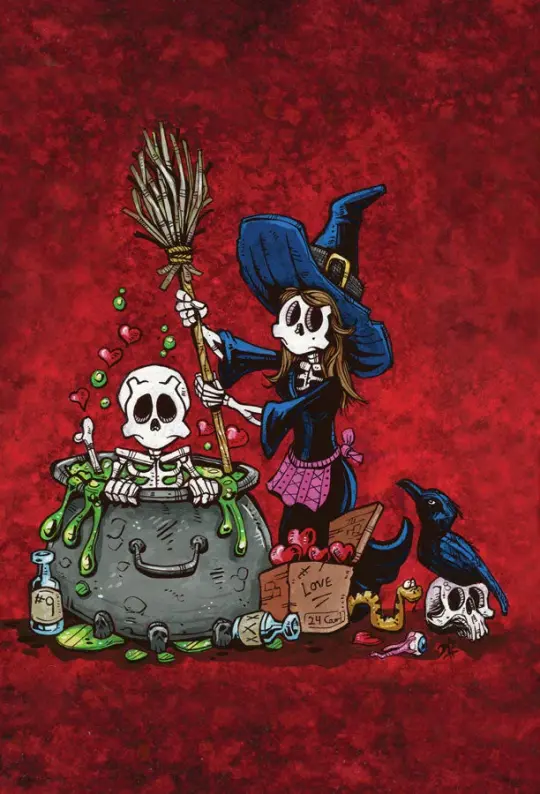 Bewitchin' Kitchen Towel - Day of the Dead Witch Kitchen Decor by David Lozeau