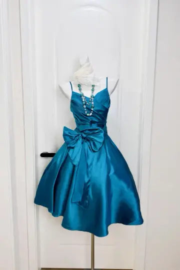 Elegant Royal Blue A-Line Spaghetti Straps Bodycon Mini Party Dress Homecoming Dress RS361