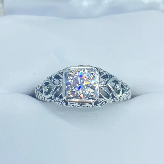 White CZ Ring, Size 7, Romantic Wedding Valentine Ring #D211 - Ready to Ship