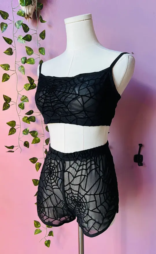 The Sinister Set - WEBS - Sheer Velvet… – Goth Shorts