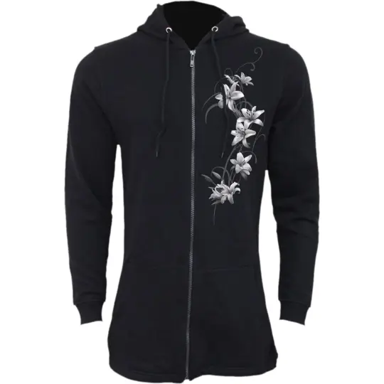 PURE OF HEART Ladies Fish Tail Full Zip Hoody - Gothic Zip Sleeve Hoodie
