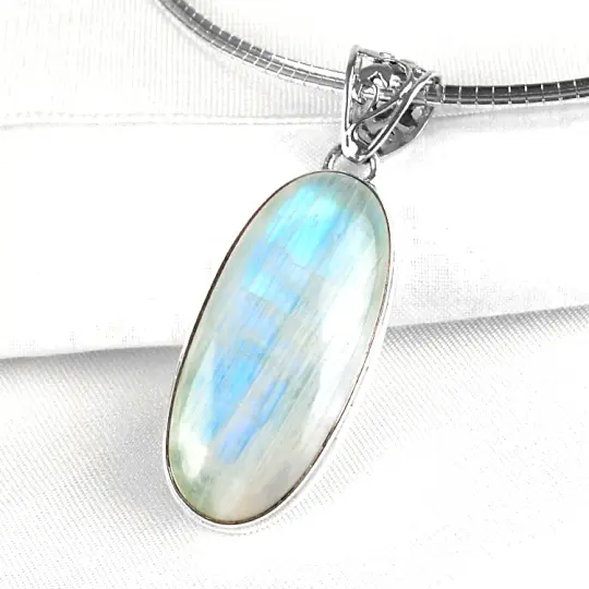 Long Oval Moonstone Pendant