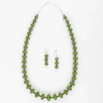 Saucer Mojave Green Turquoise Necklace and Earrings Set
