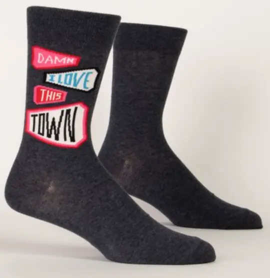 Blue Q DAMN I LOVE THIS TOWN M-CREW SOCKS