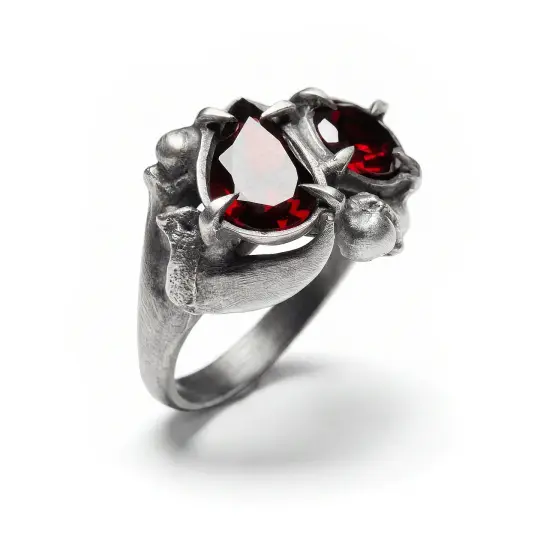 * Sold Out * Midnight Madness. Cat claw and Garnet Ring. *Limited*