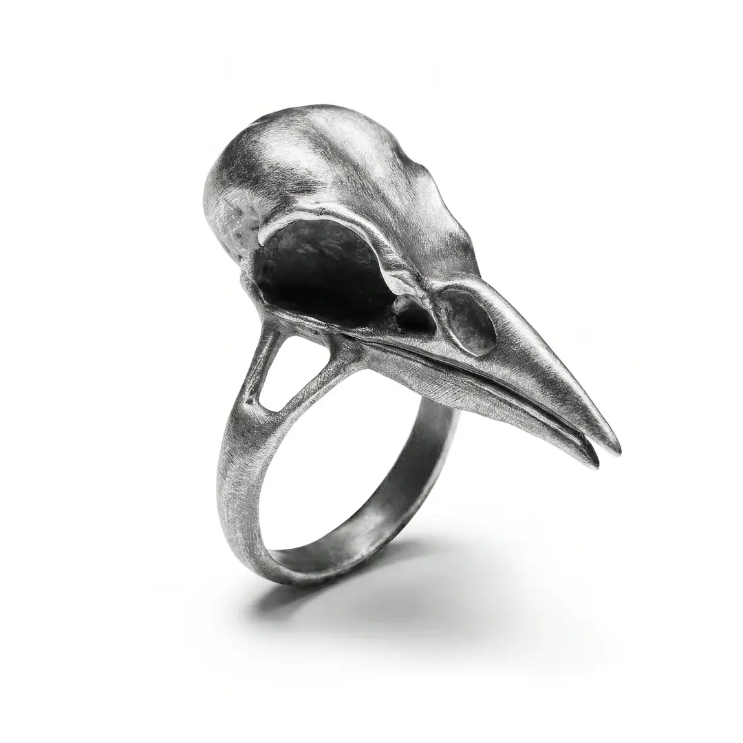 * Ready to Ship * The Guide. Crow Skull Ring. Size 8.