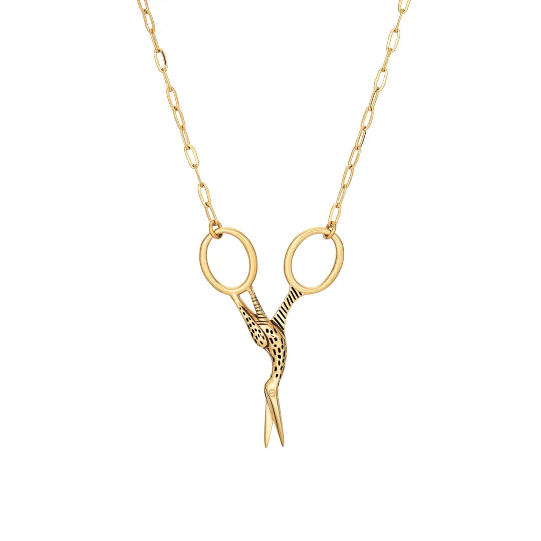 Stork Scissors Necklace
